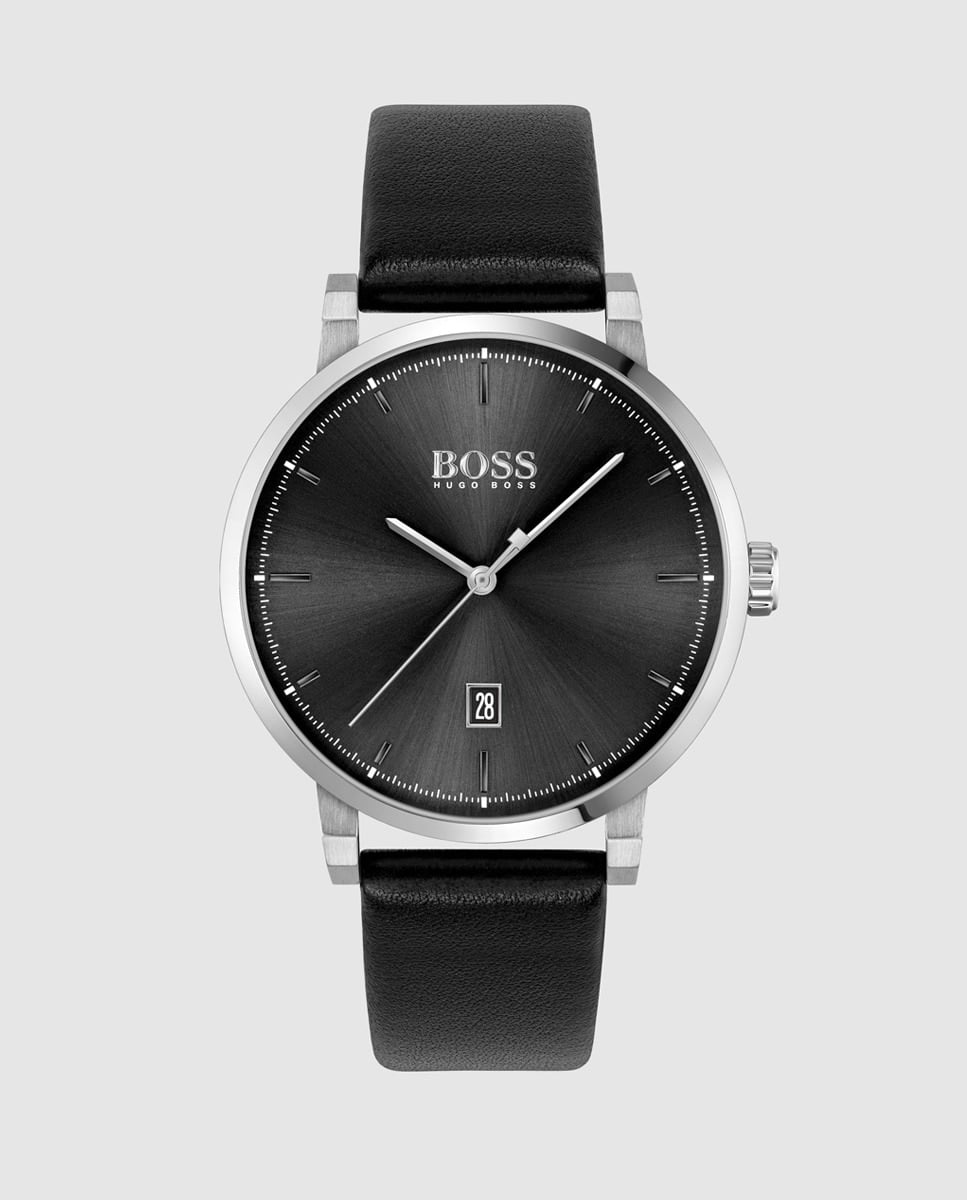 Boss - Reloj De Hombre 1513790 De Piel Negro Barato