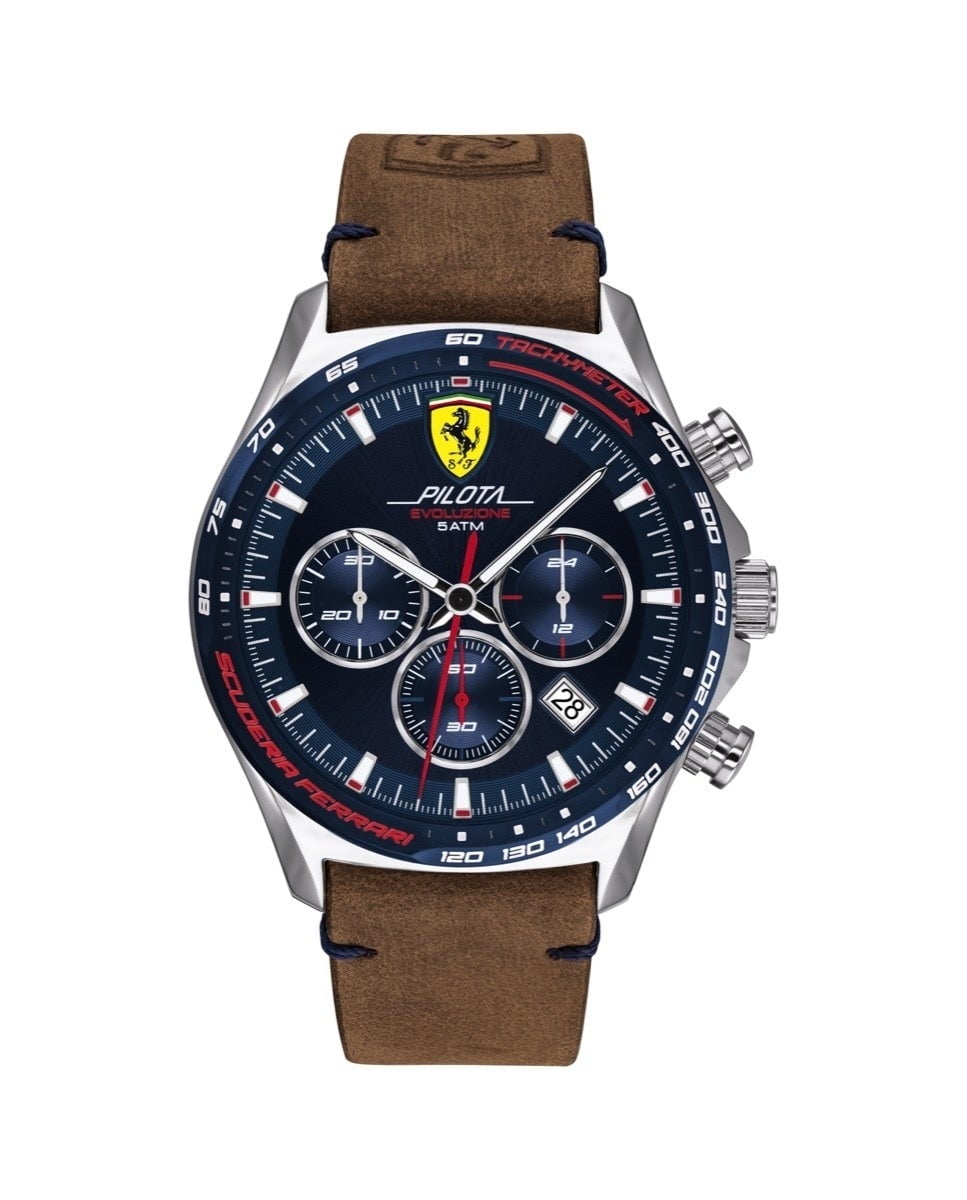 Ferrari - Reloj De Hombre 0830711 Pilota Evo De Acero En Marrón Barato