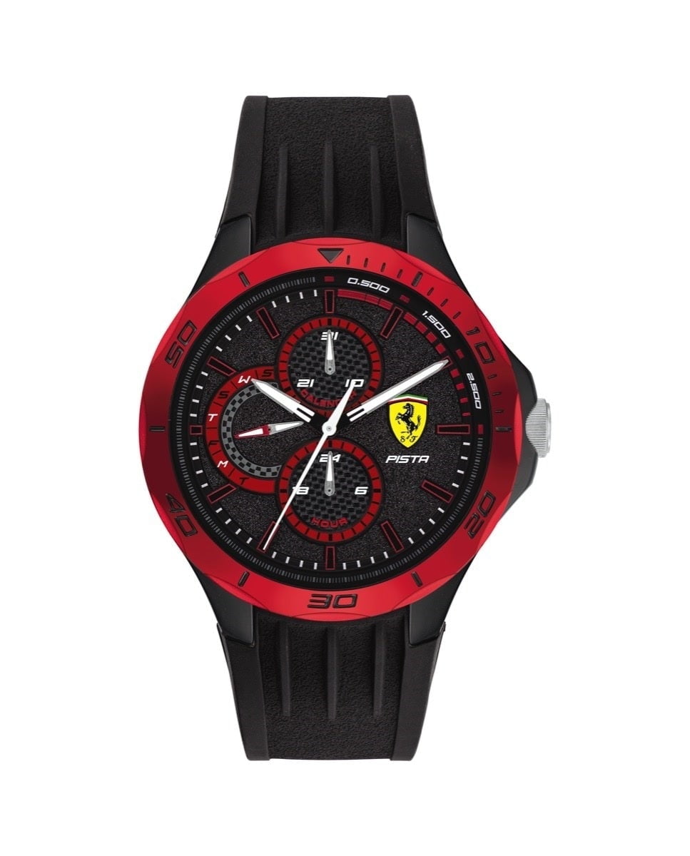 Ferrari - Reloj De Hombre 0830721 Pista De Silicona En Negro Barato