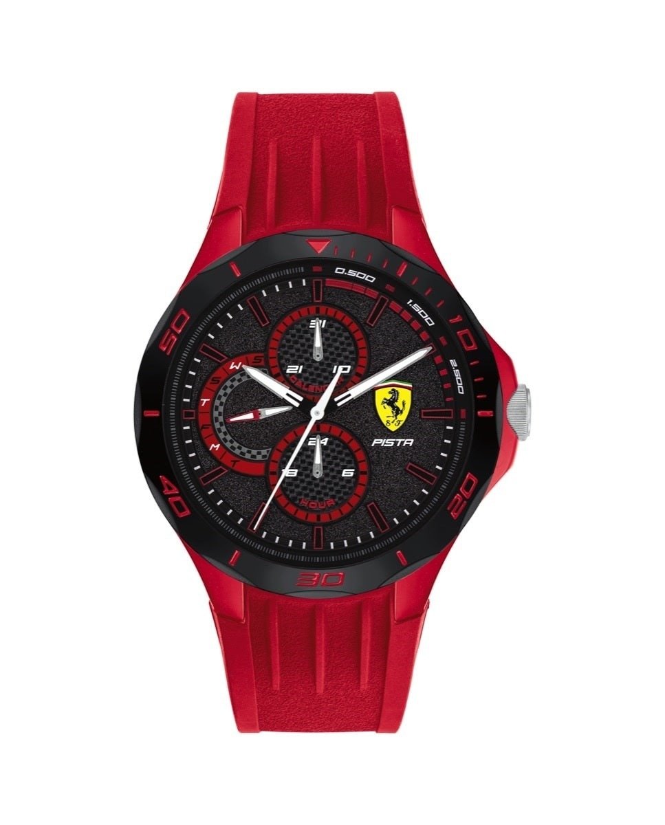 Ferrari - Reloj De Hombre 0830723 Pista De Silicona En Rojo Barato