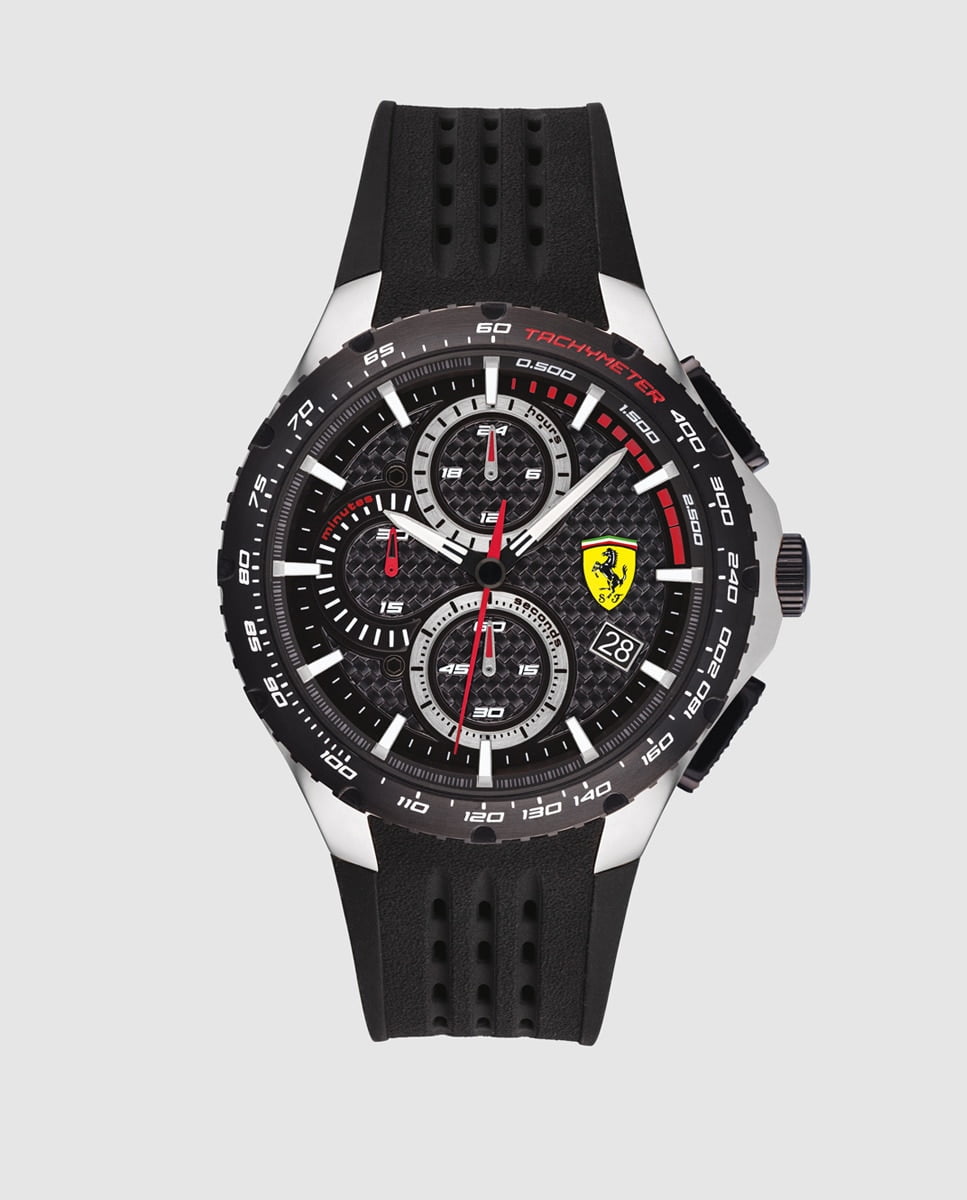 Ferrari - Reloj De Hombre 0830732 Cronógrafo De Silicona Negro Barato