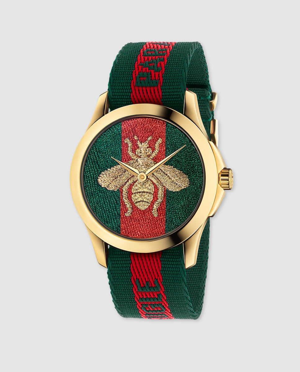 Gucci - Reloj De Hombre Le Marché Des Merveilles Ya126487 De Nylon Rojo Y Verde Barato