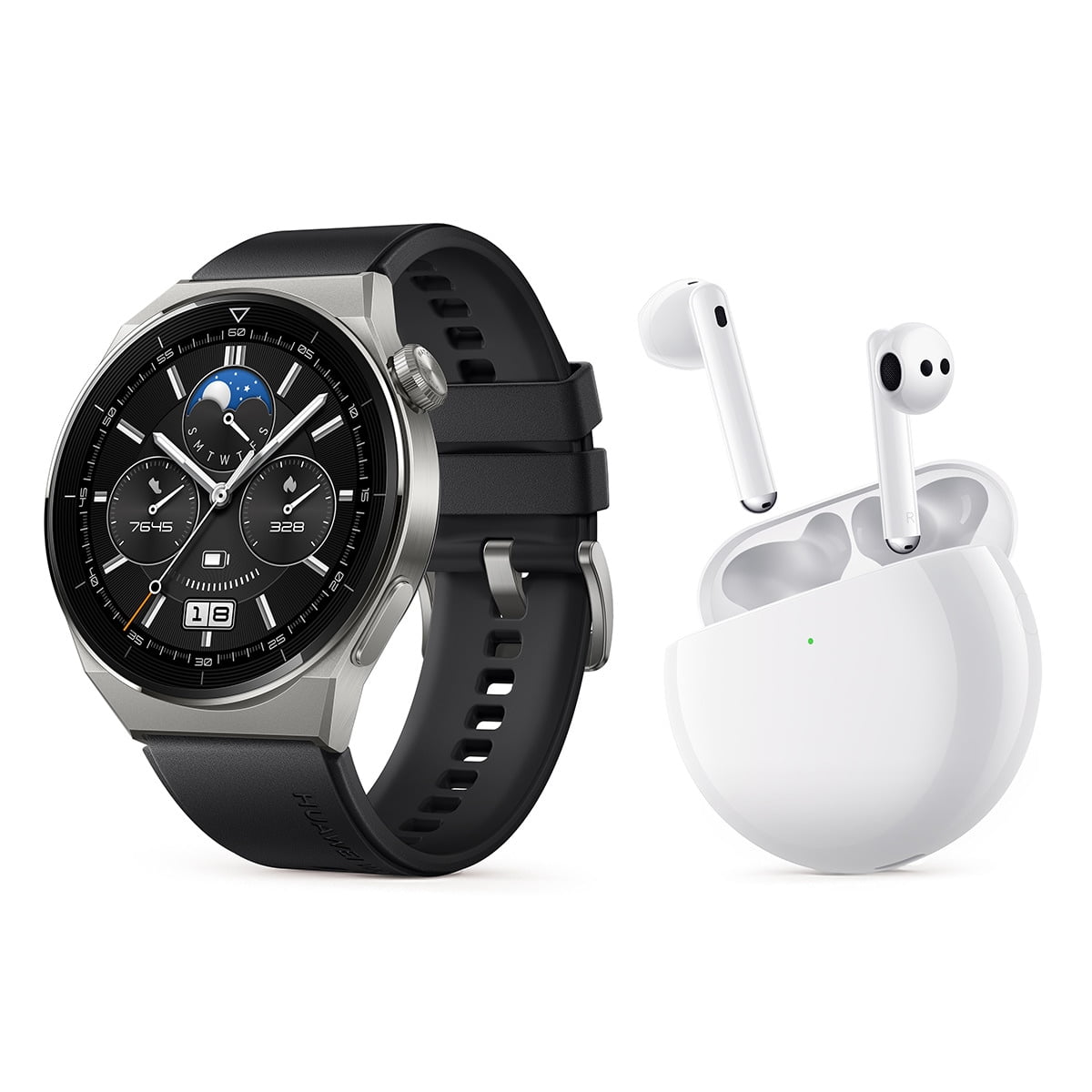Huawei - Watch Gt 3 Pro 46 Mm Negro Smartwatch + Auriculares Bluetooth Freebuds 4 Blancos Barato