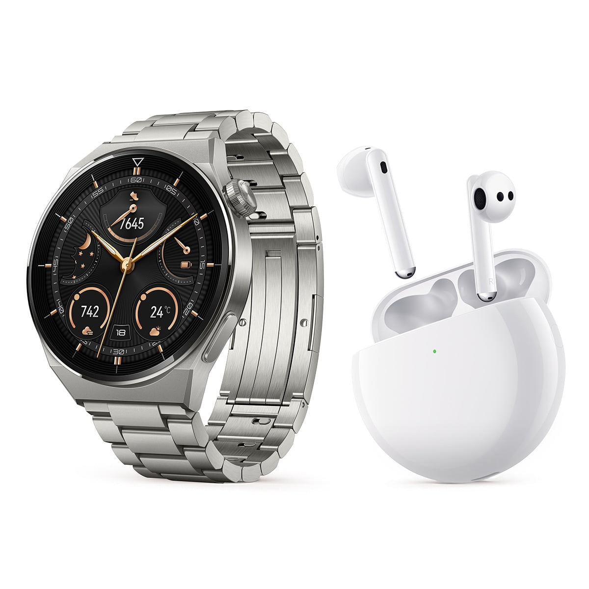 Huawei - Watch Gt 3 Pro 46 Mm Titanio Smartwatch + Auriculares Bluetooth Freebuds 4 Blancos Barato