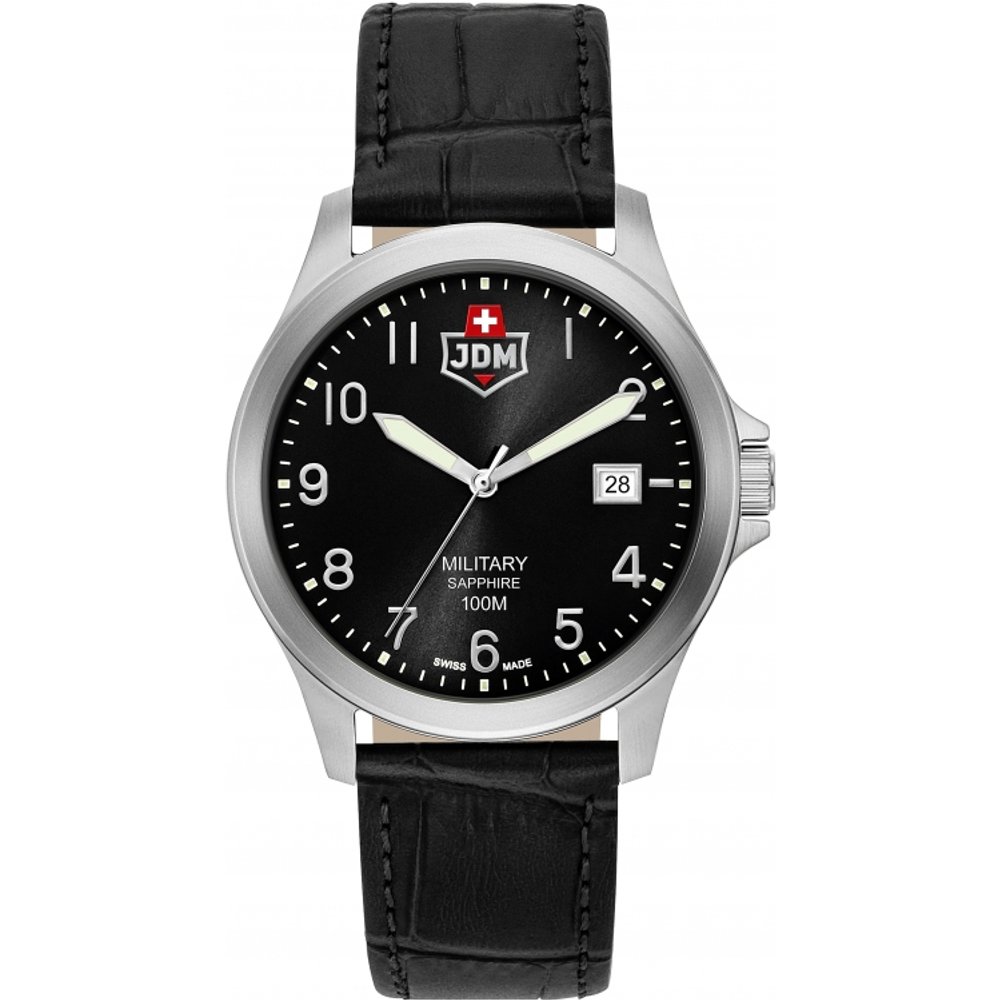 Jdm Military Alpha I Black Dial Black Leather Watch Jdm-Wg001-01 Barato