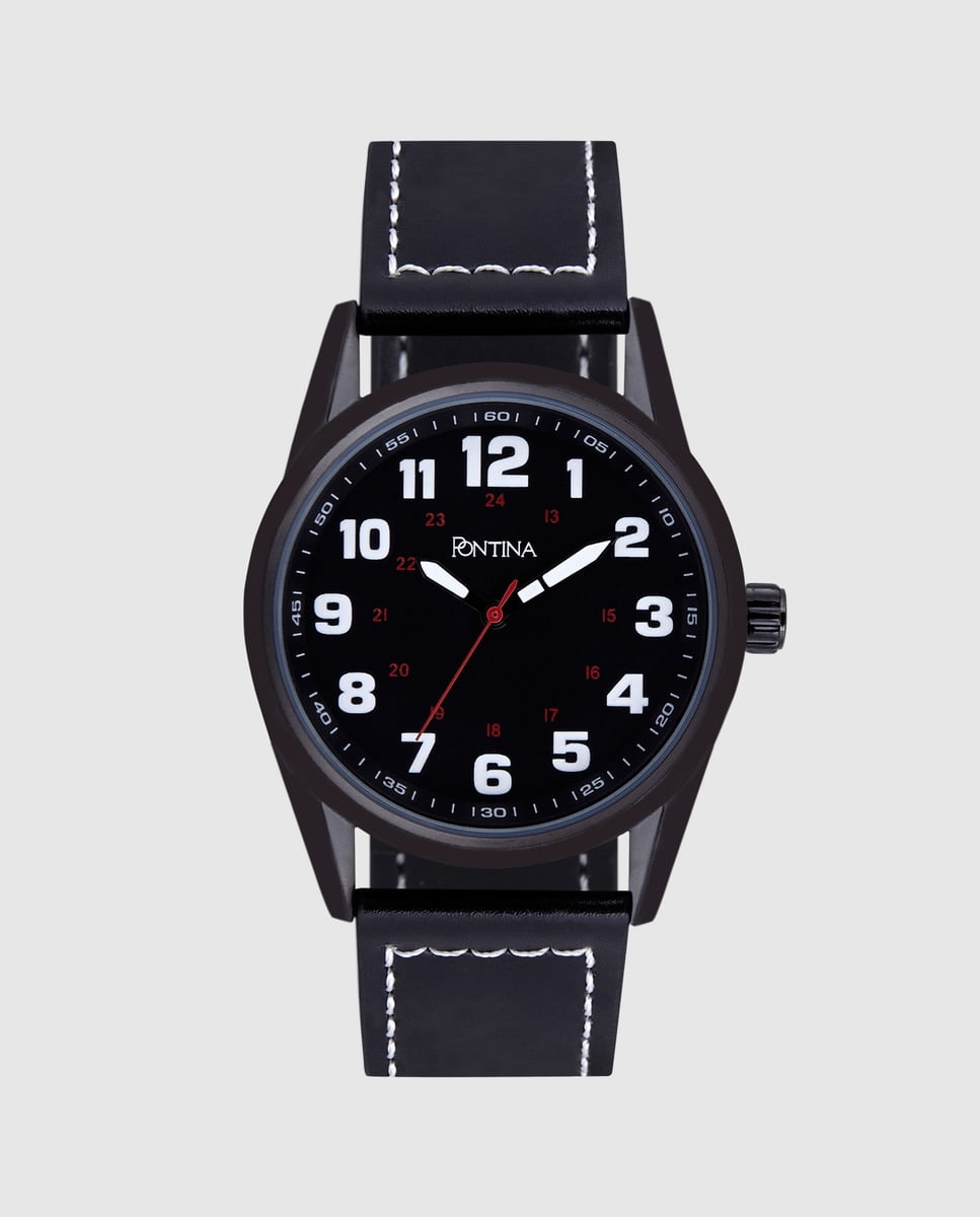 Pontina - Reloj De Hombre Cy9980 De Piel Negro Barato