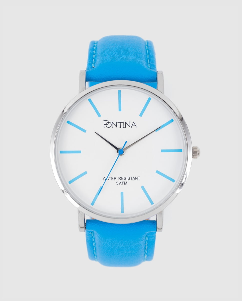 Pontina - Reloj De Mujer De Piel Azul Barato