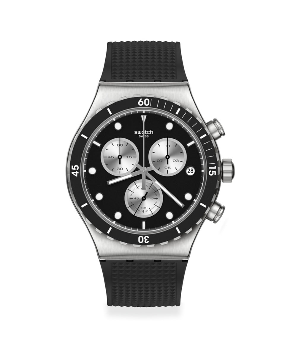 Swatch - Reloj Dark Irony Con Caja Acero Inoxidable Color Negro Barato