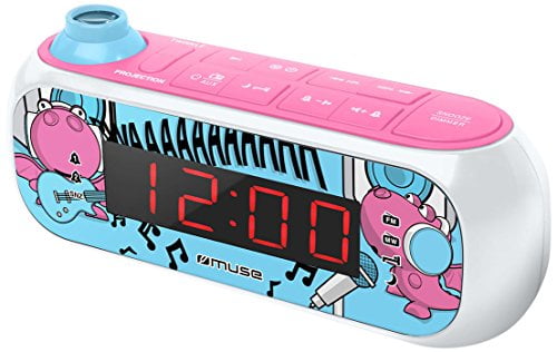 Muse M-167Kdg - Radio Reloj Con Proyector Con Alarma Dual, Rosa